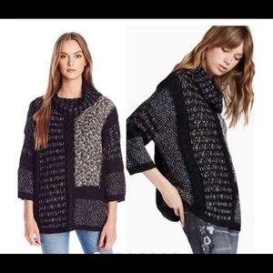 Lucky Brand Mixed Cable Stitch Cowl Neck Sweater S